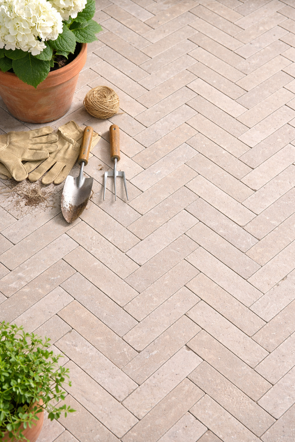 Dijon Sinai Pearl cobbles 200x50x40mm herringbone paving